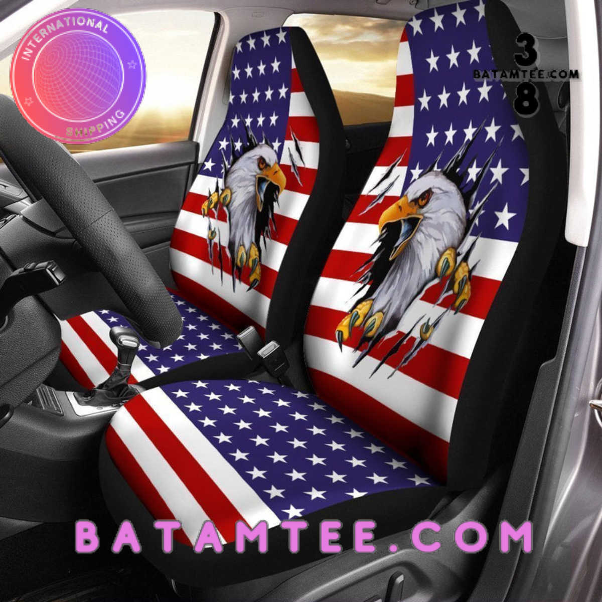 American Flag Eagle Car Seat Covers Custom Scratch Car Interior Accessories  - Batamtee Shop - Threads & Totes