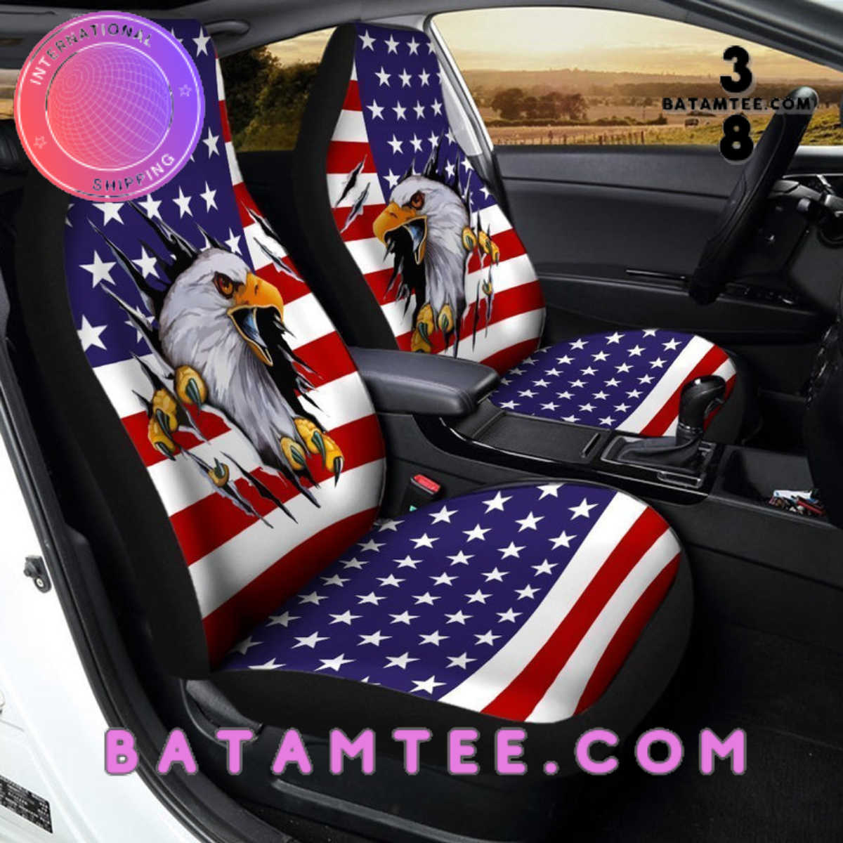 American Flag Eagle Car Seat Covers Custom Scratch Car Interior Accessories