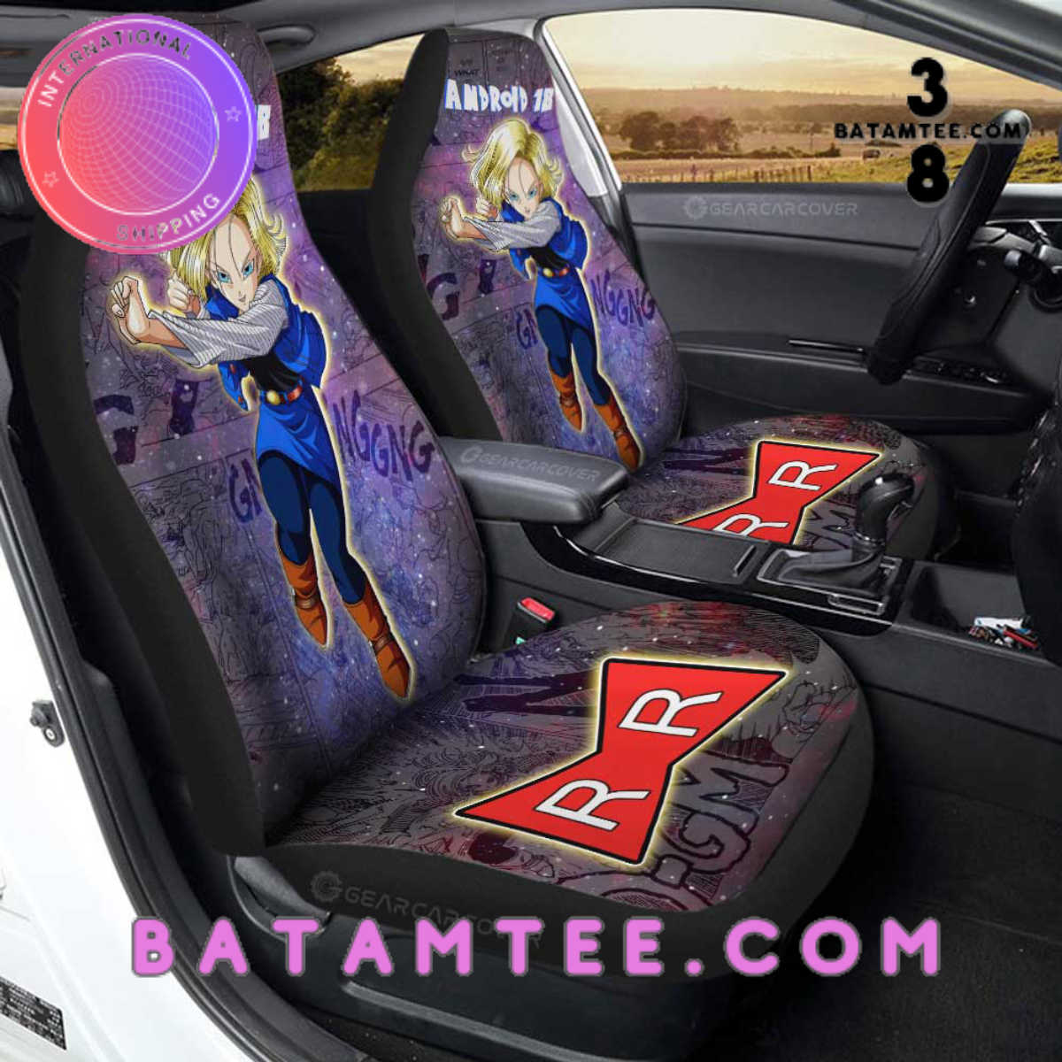Android 18 Car Seat Covers Custom Galaxy Style Dragon Ball Anime RR Car  Accessories - Batamtee Shop 