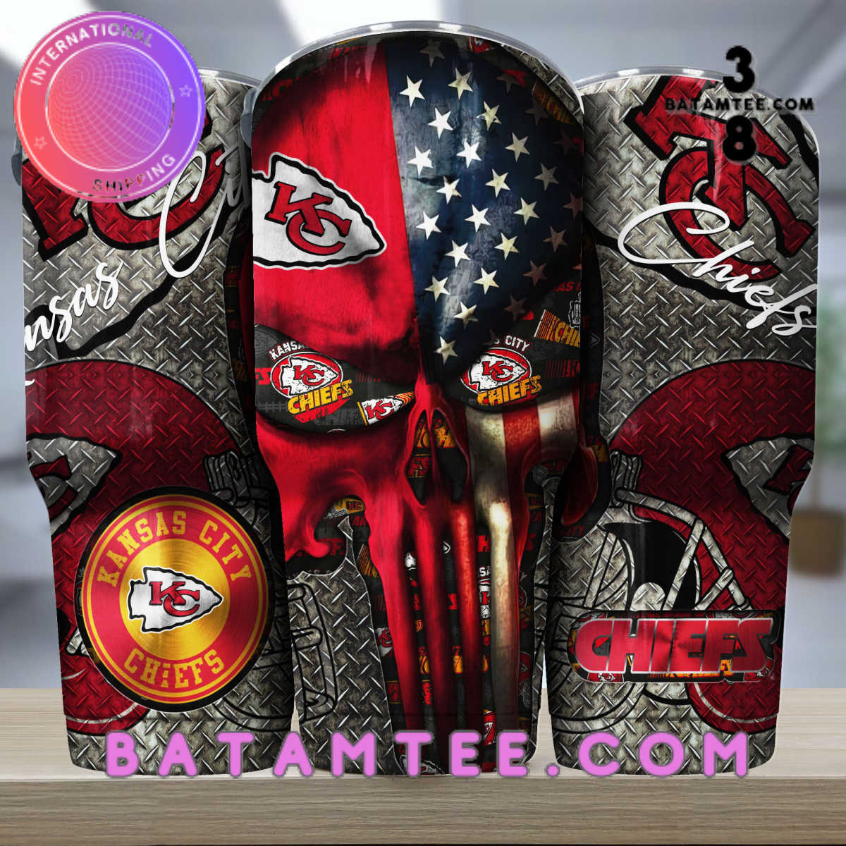 Kansas City Chiefs Skull Tumbler's Overview - Batamtee Shop - Threads & Totes: Your Style Destination