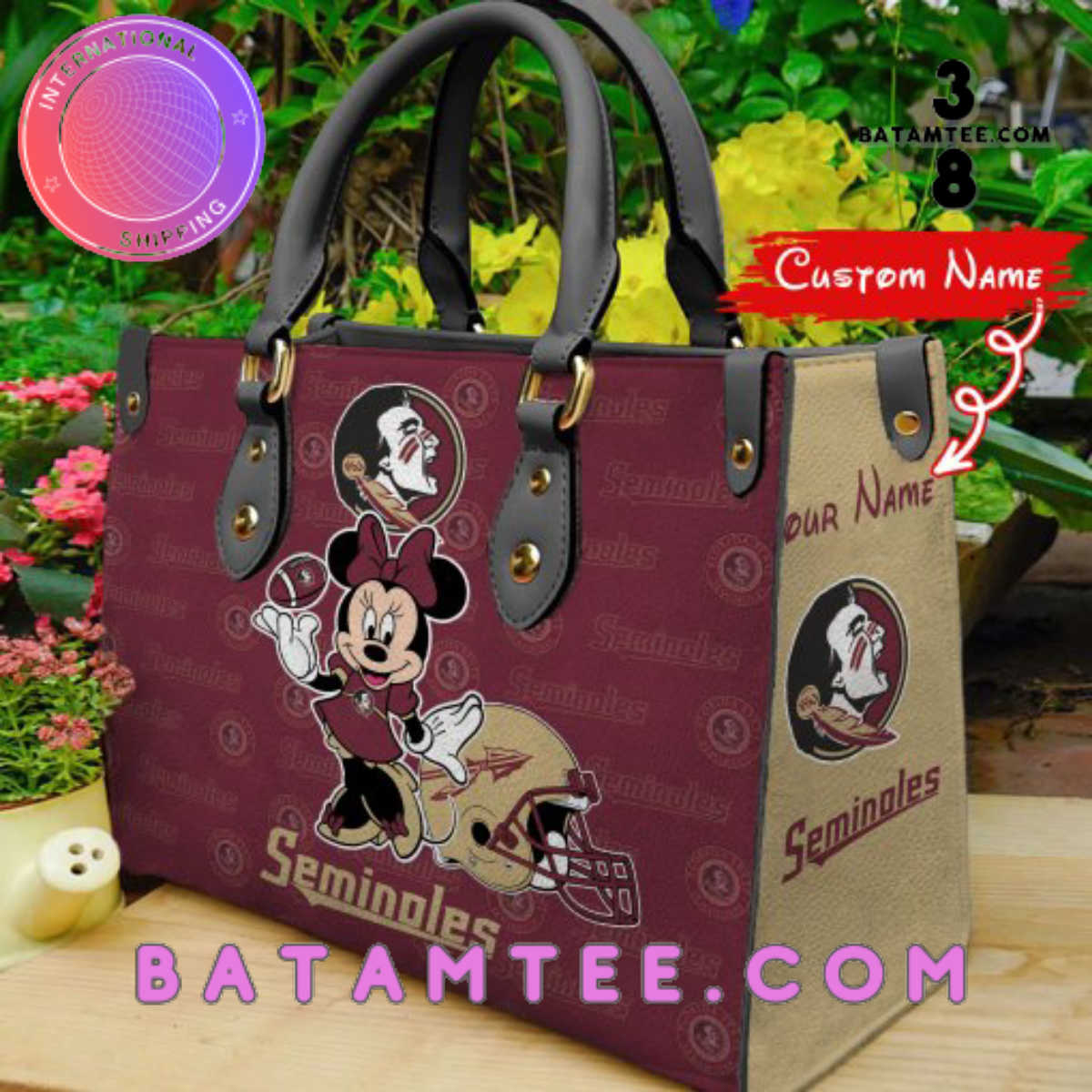 Personalized Florida State Seminoles Minnie Mouse Women Leather Hand ...
