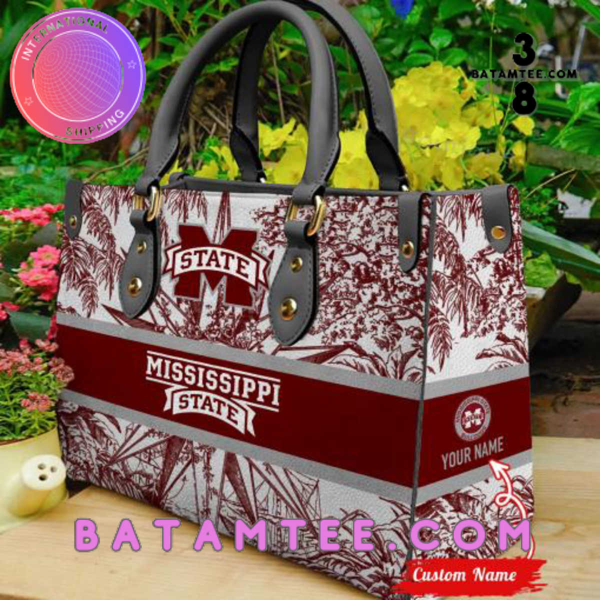 Personalized Mississippi State Bulldogs Women Leather Hand Bag's Overview - Batamtee Shop - Threads & Totes: Your Style Destination