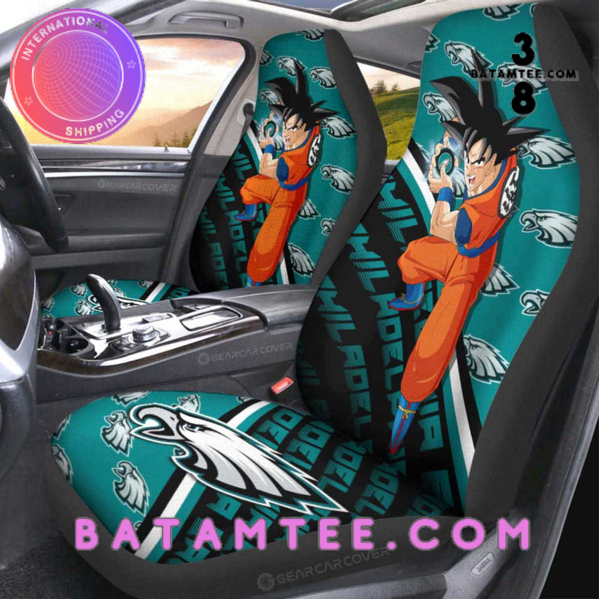 Philadelphia Eagles Songoku Dragon Ball Car Seat Covers Custom Car