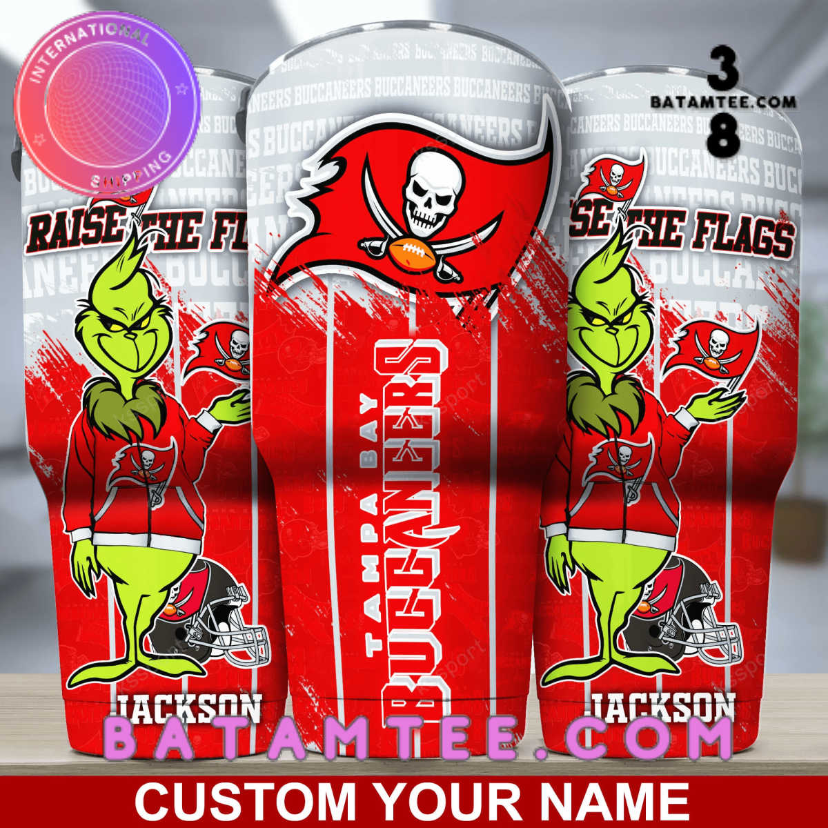 Tampa Bay Buccaneers Jackson Custom Name Tumbler's Overview - Batamtee Shop - Threads & Totes: Your Style Destination