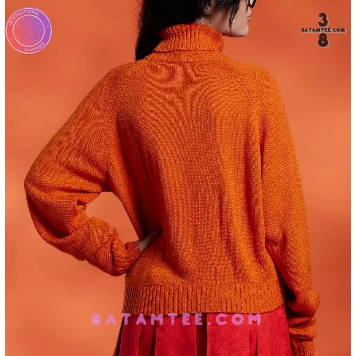 Scooby-Doo! Velma Turtleneck Girls Orange Sweater