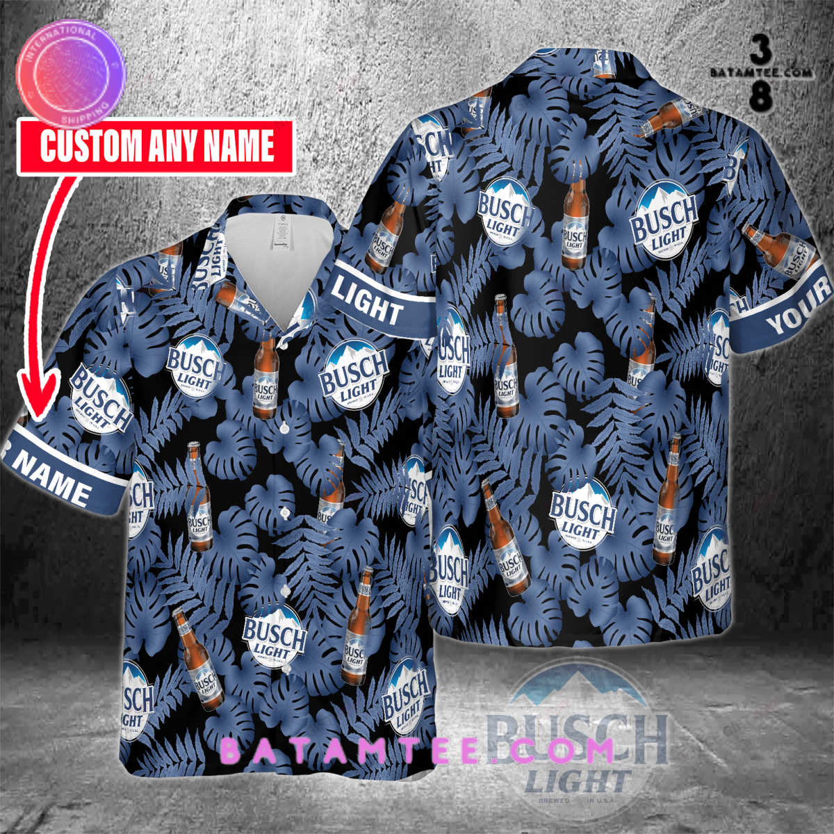 Busch Light Custom Name Dark Blue Hawaiian Shirt's Overview - Batamtee Shop - Threads & Totes: Your Style Destination