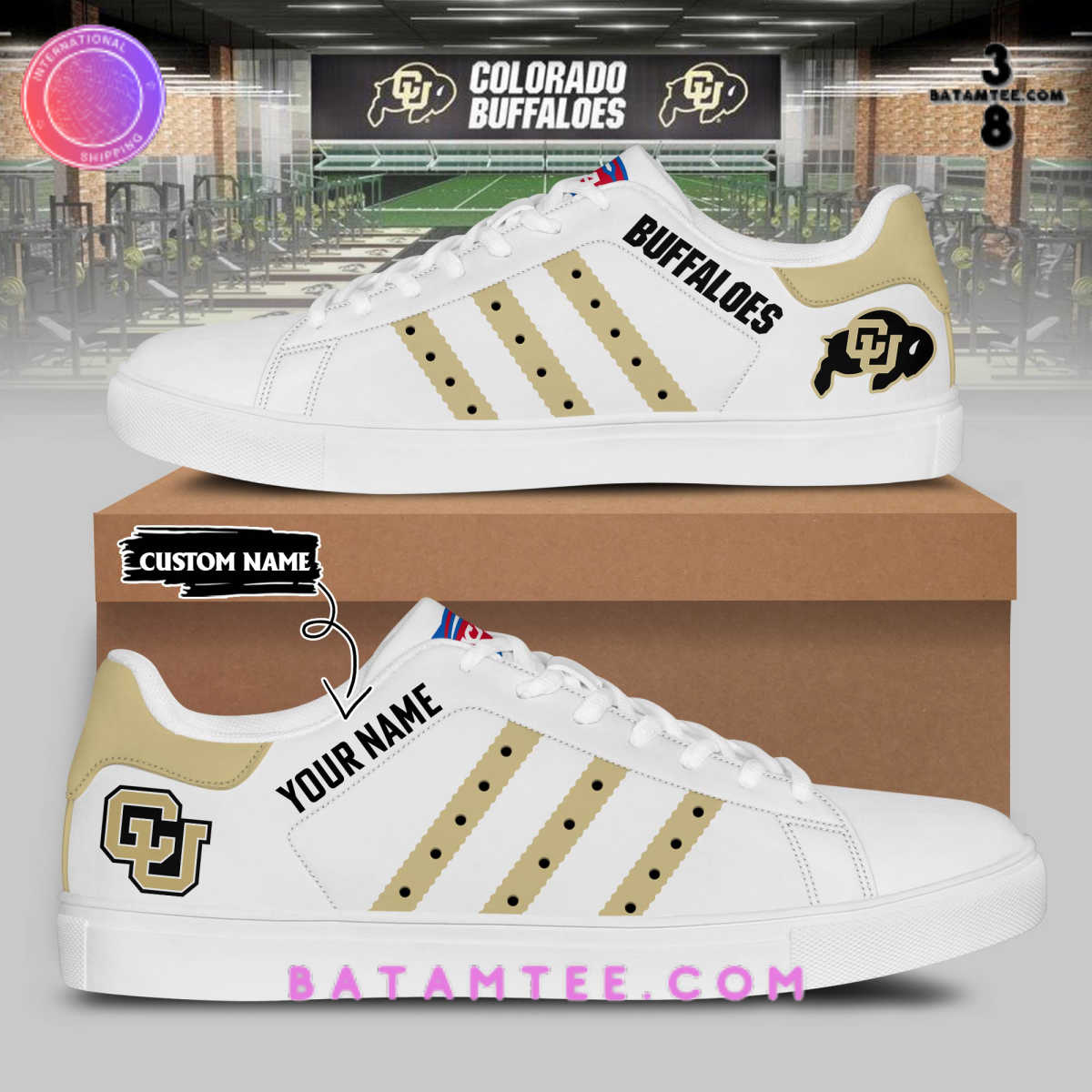 Colorado Buffaloes Football NCAA White Personalized Stan Smith Shoes