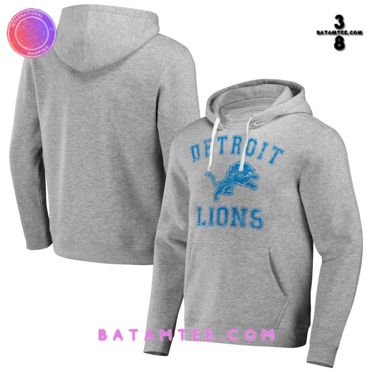 Detroit Lions NFL x Darius Rucker Collection Fanatics Coaches Pullover Hoodie - Heather Gray