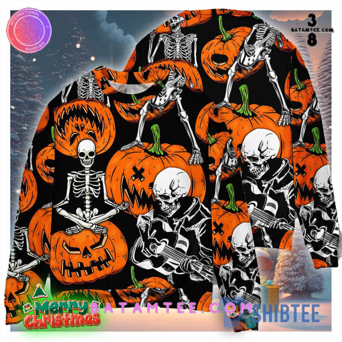 Halloween Skeleton Pumpkin Scary 3d Sweater Halloween Gift's Overview - Batamtee Shop - Threads & Totes: Your Style Destination