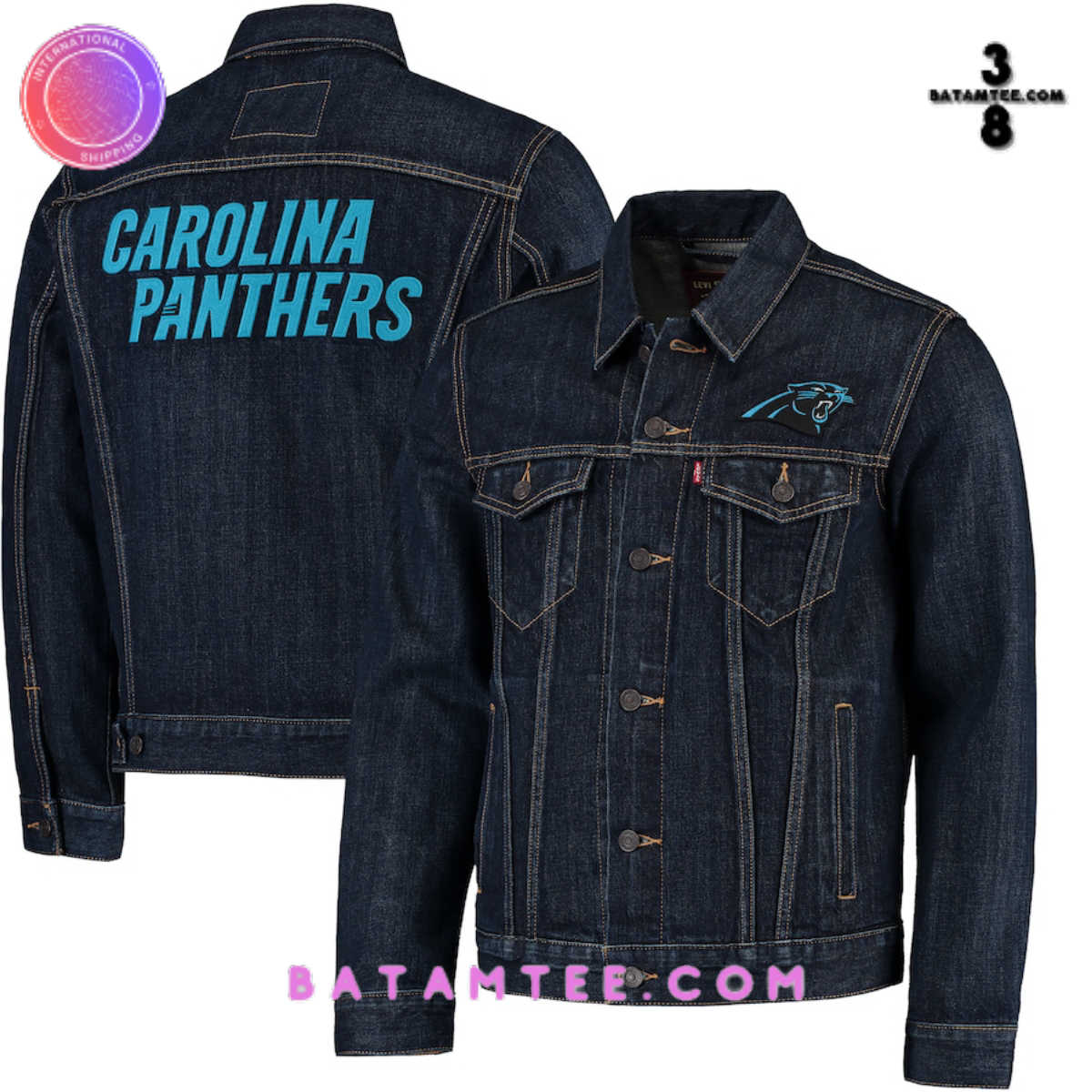 Levi's Blue Carolina Panthers Sports Navy Denim Trucker Jacket's Overview - Batamtee Shop - Threads & Totes: Your Style Destination
