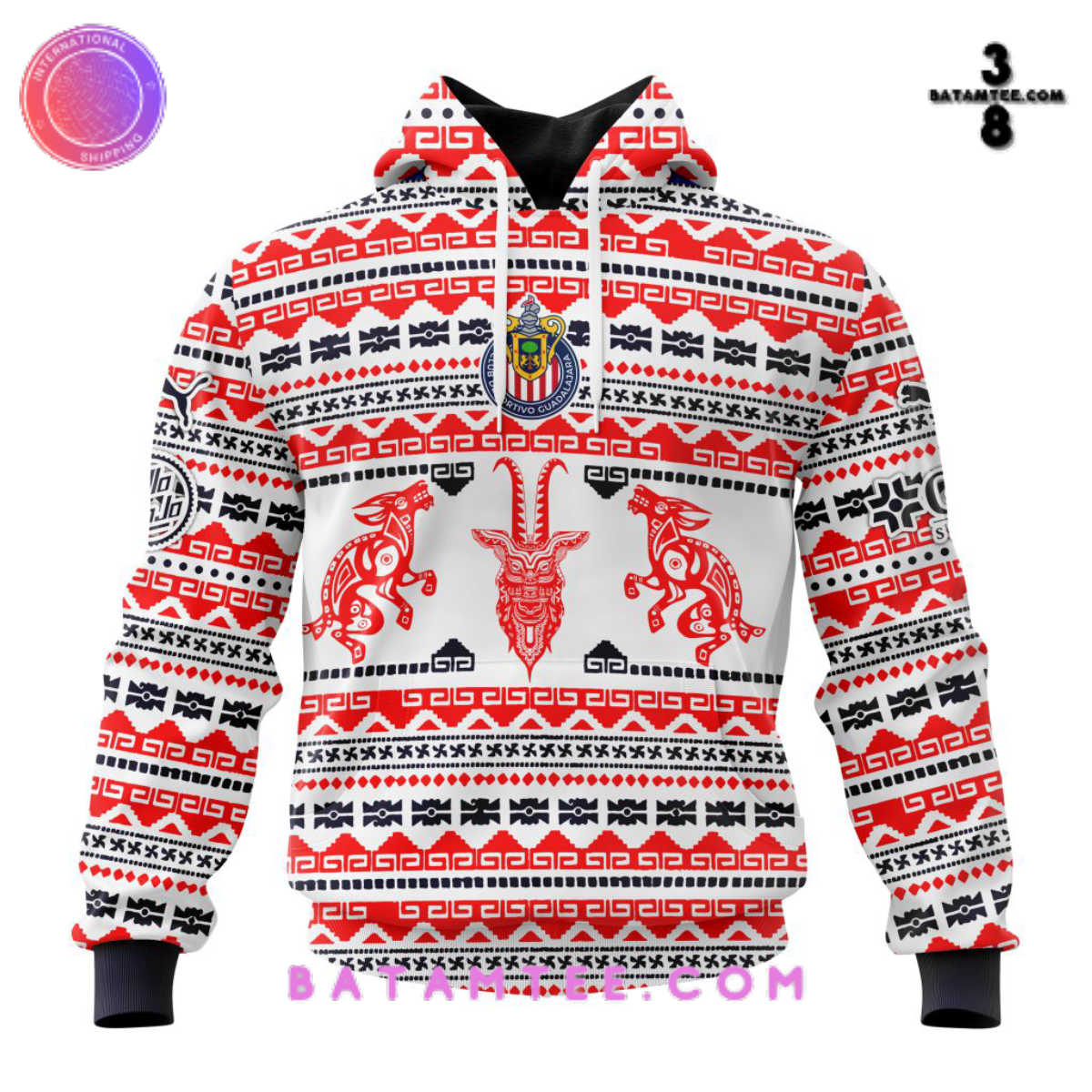 Liga MX Club Deportivo Guadalajara Team Jersey With Aztec Design Personalized Hoodie's Overview - Batamtee Shop - Threads & Totes: Your Style Destination