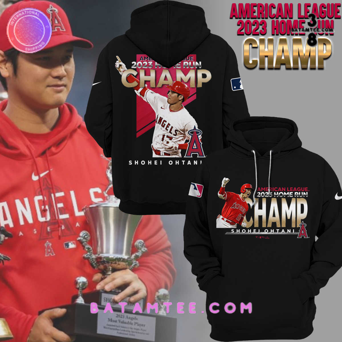 Los Angeles Angels Shohei Ohtani 2023 Home Run Champ Black Hoodie's Overview - Batamtee Shop - Threads & Totes: Your Style Destination
