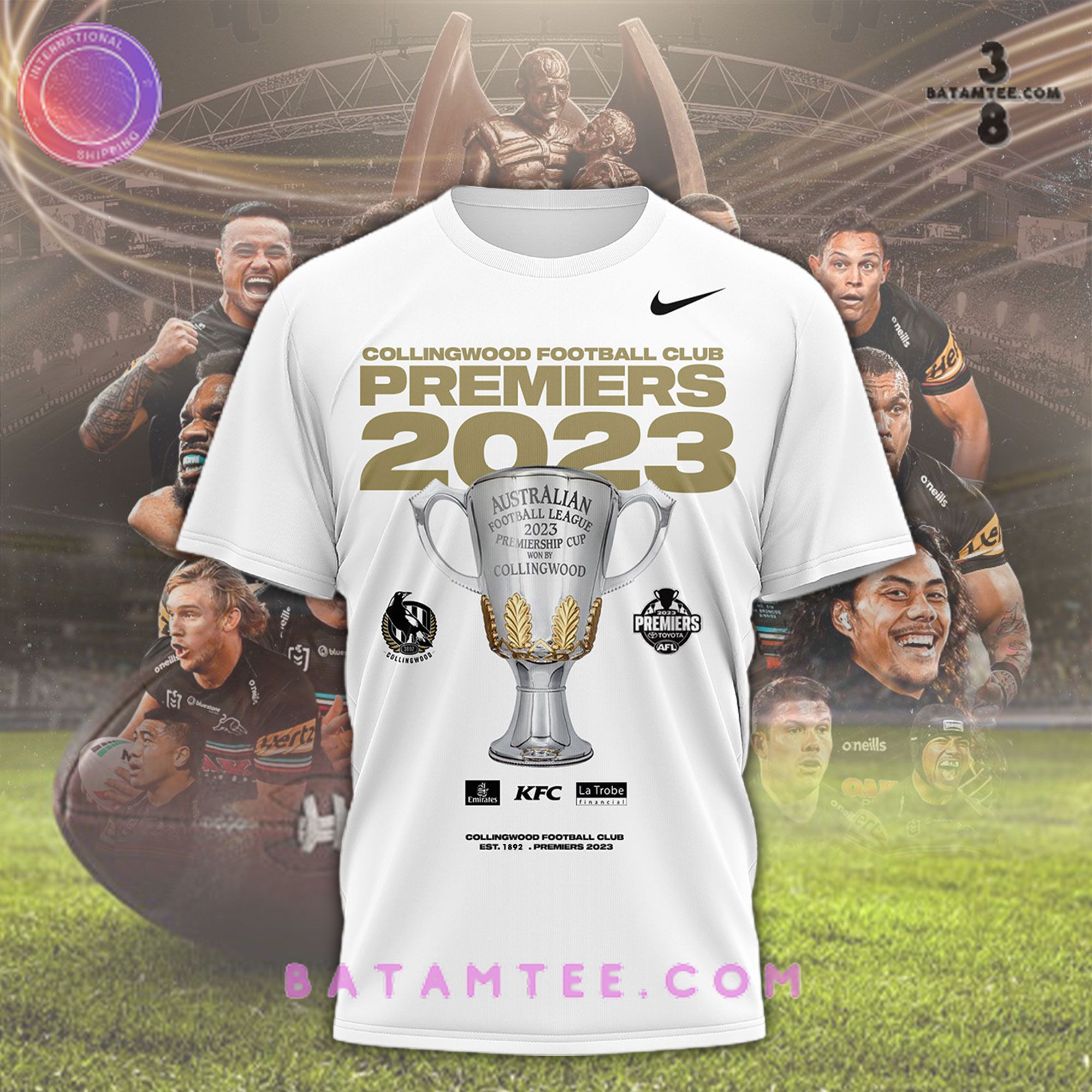 Collingwood Magpies Footbal Club Premiers 2023 Champion Shirt, Cap