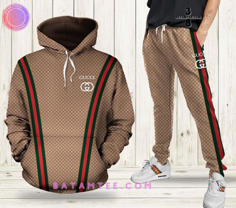 Combo Gucci Brown Hoodie Sweatpants - Limited Edition